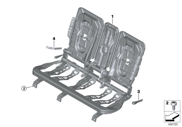 2020 BMW X2 Seat Structure Diagram for 52207436981
