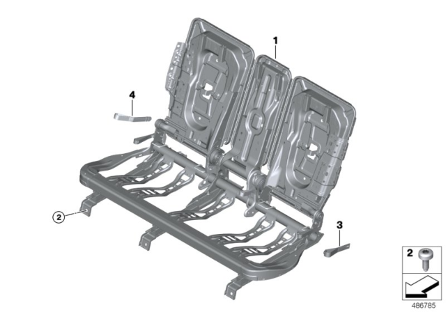 2018 BMW X2 Seat, Rear, Seat Frame Diagram