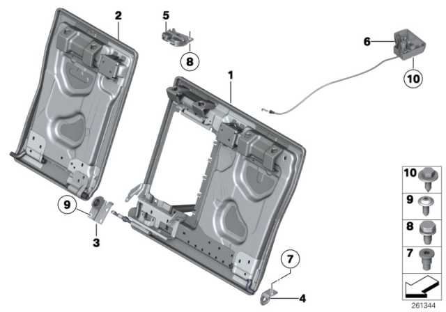 2015 BMW 535i Seat, Rear, Seat Frame Diagram 2