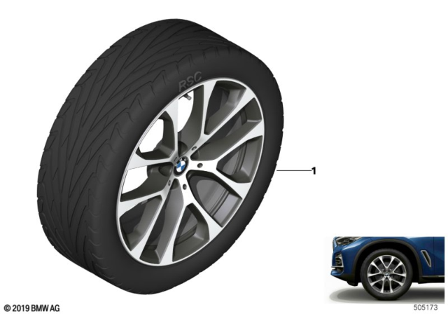 2020 BMW X6 BMW LA Wheel, V-Spoke Diagram