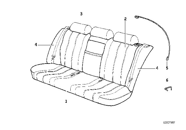 1995 BMW 530i Through-Loading Facility - Seat Cover Diagram