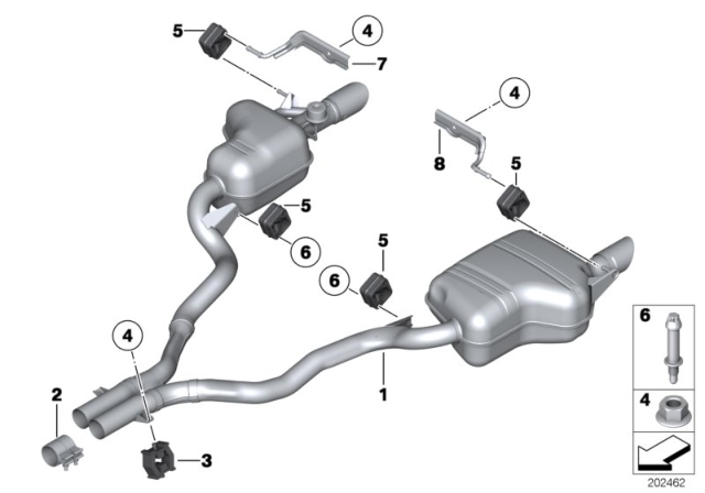 2016 BMW Z4 Rear Exhaust System Diagram for 18307647055