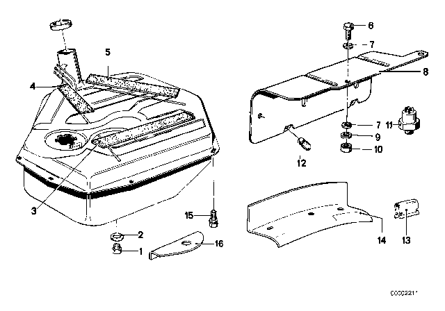 1975 BMW 530i Fuel Tank / Heat Resistant Plate Diagram