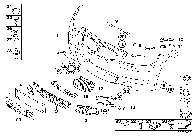 2007 BMW 328i M Trim Panel, Front Diagram