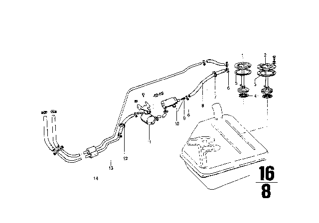 1972 BMW 2002tii Fuel Supply / Pump / Filter Diagram 3