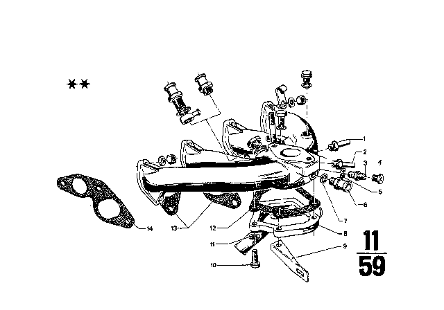 1968 BMW 1602 Gasket Asbestos Free Diagram for 11611734436