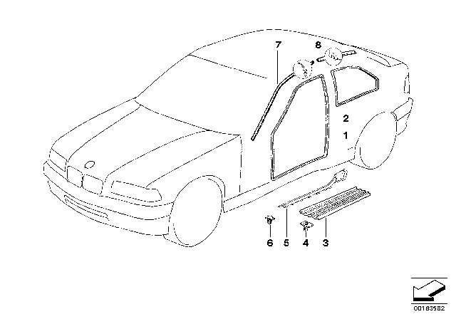 1997 BMW 318ti Trim Panel, Right Diagram for 51478146956