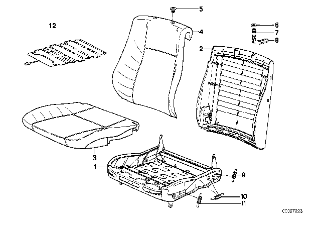 1992 BMW 525i BMW Sports Seat Frame Mechanical Diagram