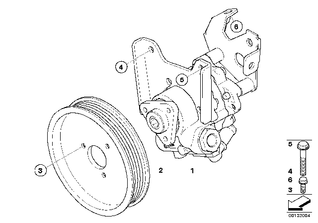 2004 BMW 530i Power Steering Pump Diagram for 32416766190