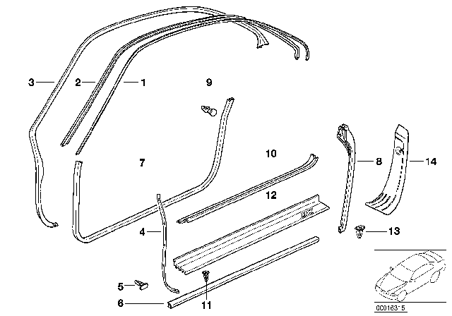 1992 BMW 850i Edge Protection Left Diagram for 51728124209