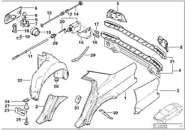 2001 BMW 750iL Side Panel / Tail Trim Diagram
