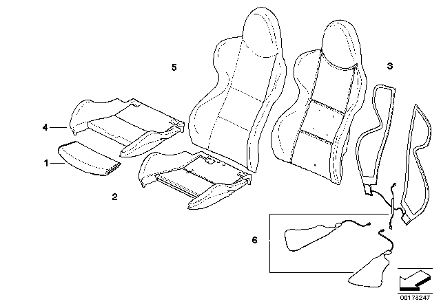 2007 BMW Z4 M Seat, Front, Cushion & Cover Diagram 1