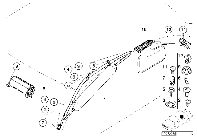 1998 BMW 540i Airbag Passenger And Head Airbag Diagram