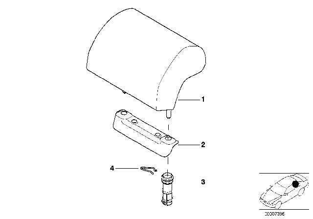 2004 BMW X5 Centre Head Rest Cover Diagram for 52207008651