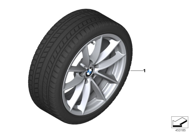 2017 BMW 540i xDrive Winter Wheel With Tire V-Spoke Diagram 1