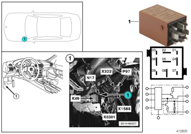 2002 BMW Z3 Relay, Crash Alarm Diagram 1