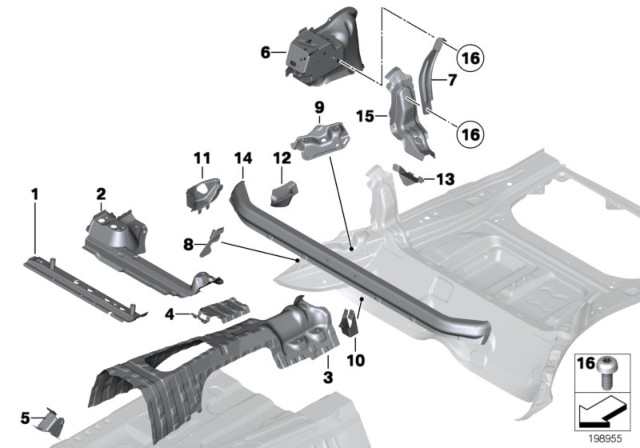 2014 BMW X1 Floor Parts Rear Interior Diagram