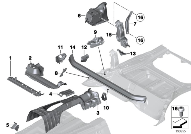 2014 BMW X1 Floor Pan Cross Member, Rear Diagram for 41117197936