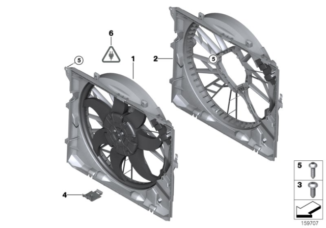 2013 BMW 328i Fan Housing, Mounting Parts Diagram