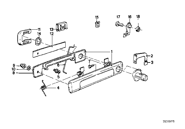 1979 BMW 633CSi Outside Door Handle Right Diagram for 51211847588