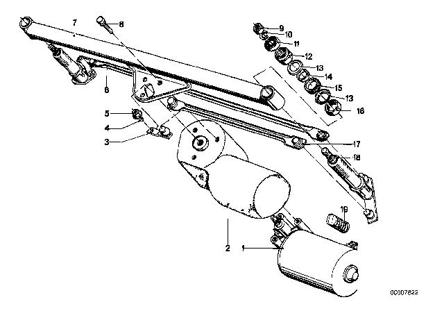 1979 BMW 528i Wipershaft Pivot Right Diagram for 61611355151