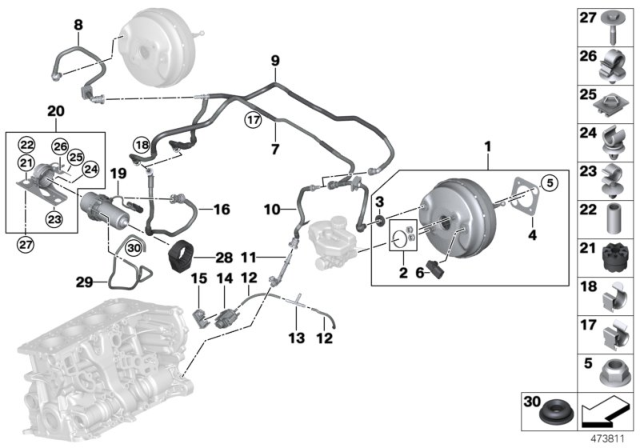 2018 BMW 740e xDrive Vacuum Pump For Brake Servo Unit Diagram