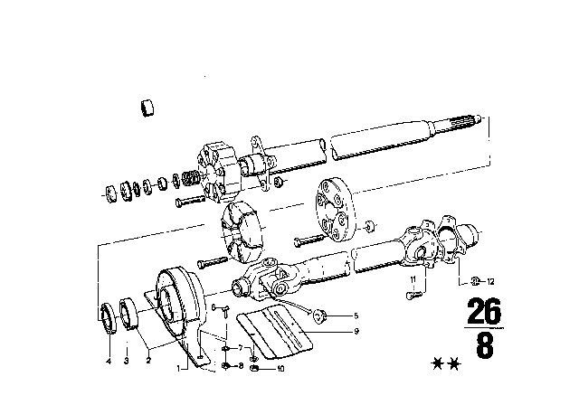 1970 BMW 2002 Drive Shaft, Universal Joint / Centre Mounting Diagram 2