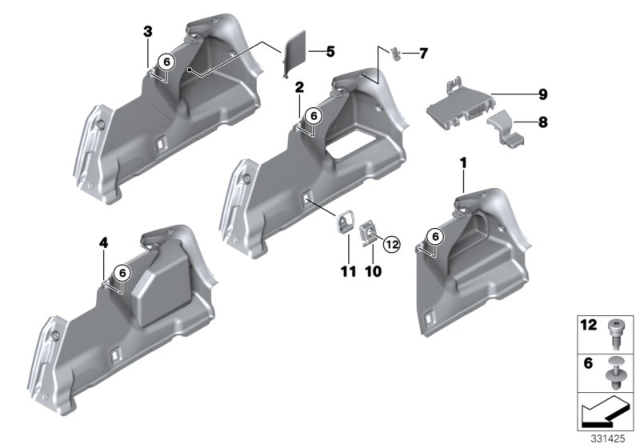 2014 BMW 535i xDrive Trunk Trim Panel Diagram 1