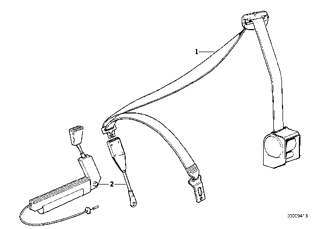 1992 BMW 535i Front Left Upper Seat Belt Diagram for 72111950537