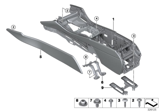 2014 BMW 528i xDrive Centre Console Diagram