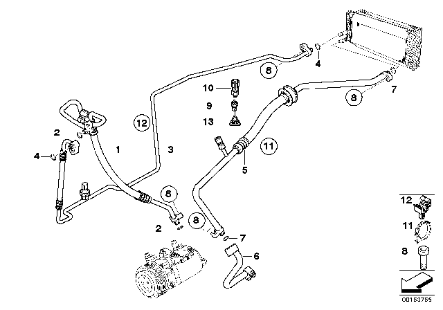 2001 BMW X5 Pressure Hose, Compressor-Condenser Diagram for 64536917879