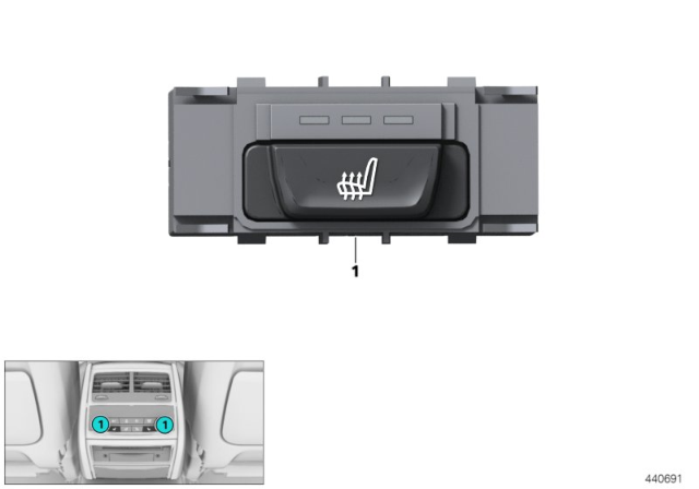 2018 BMW M5 Switch, Seat Heating / Blower, Rear Compartment Diagram