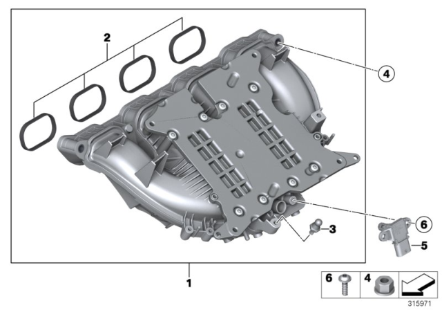 2015 BMW 328i xDrive Intake Manifold System Diagram