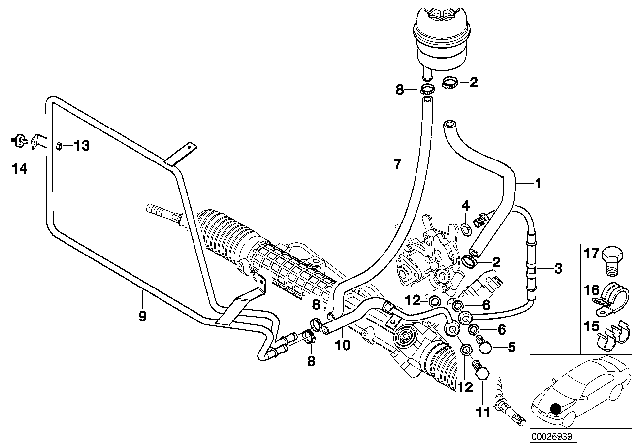 1998 BMW Z3 Hydro Steering - Oil Pipes Diagram
