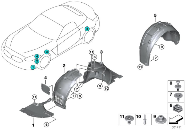 2020 BMW Z4 Wheel Arch Trim Diagram