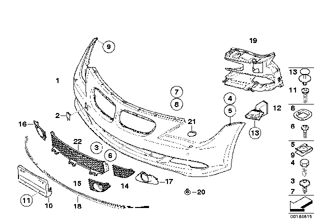 2008 BMW 650i Insert, Bumper Front Left Diagram for 51117184695