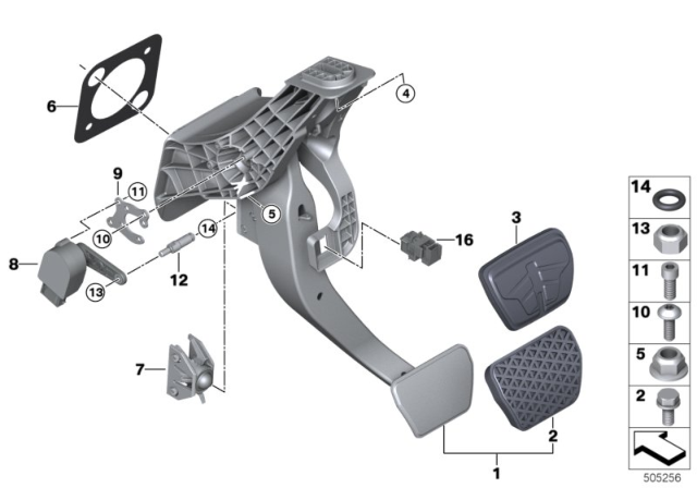 2020 BMW M340i Pedal Assembly, Automatic Transmission Diagram