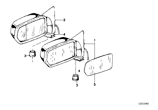 1978 BMW 633CSi Outside Mirror Diagram