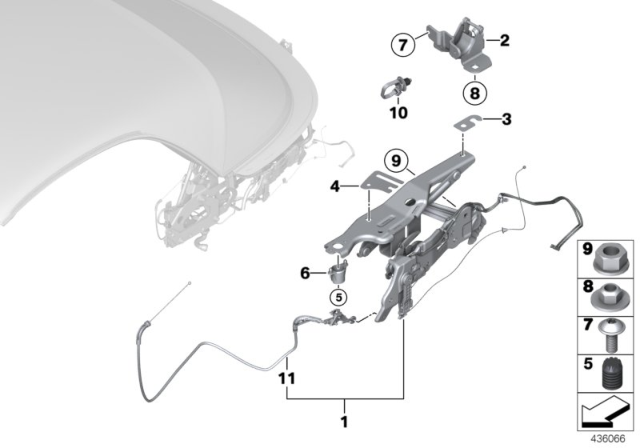 2018 BMW 230i Convertible Top Component - Lid Mechanism Diagram