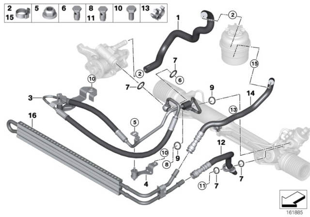 2008 BMW 335xi Hydro Steering - Oil Pipes Diagram