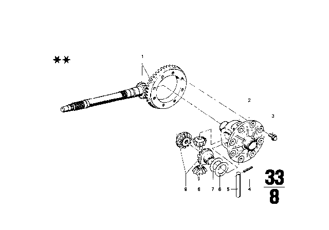 1975 BMW 2002 Differential - Crown Wheel Inst.Parts Diagram 1