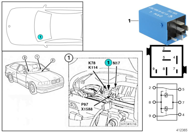 1998 BMW 328is Relay, Comfort Diagram 2