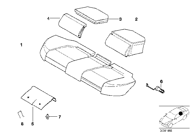 2001 BMW 325i Seat, Rear, Cushion & Cover Diagram 2