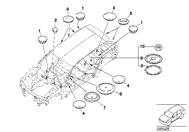 2002 BMW X5 Sealing Cap/Plug Diagram 3