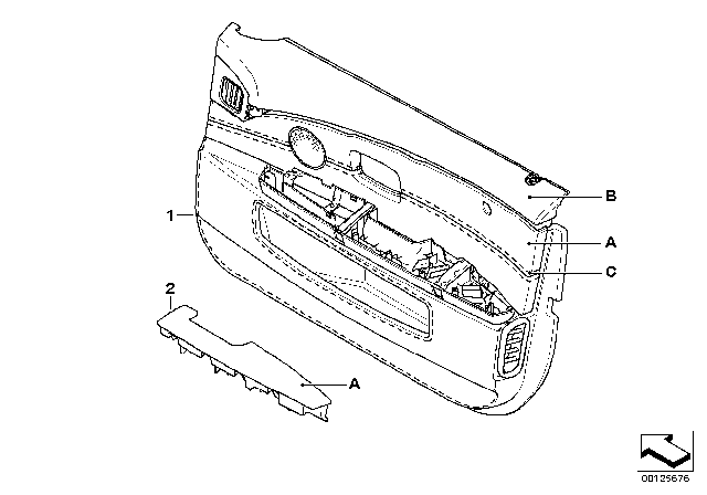 2005 BMW 760i Individual Front Door Trim Panel Diagram 2