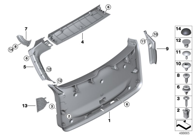 2018 BMW X3 Trim Panel, Tailgate, Inner Left Diagram for 51497484141