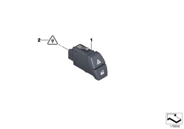 2014 BMW 650i Switch Hazard Warning / Central Locking System Diagram