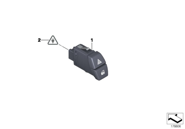 2015 BMW 535i Switch Hazard Warning / Central Locking System Diagram