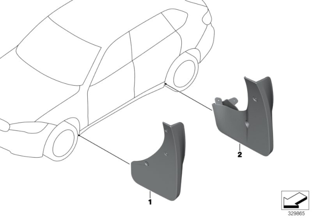 2015 BMW X6 Mud Flaps Diagram