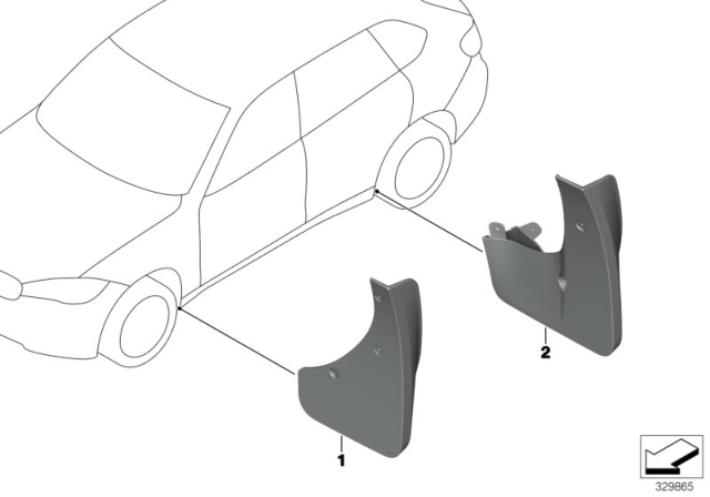 2019 BMW X6 Mud Flaps Diagram